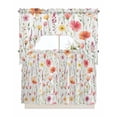 thumbnail image 1 of Flower Kitchen Curtains Swag Valance and Tier Curtains Set 36 Inch Length, Eucalyptus Plant Garden Red Floral Watercolor Rod Pocket Drape Panels Pair Swag Curtains for Bathroom/Cafe/Window, 1 of 6