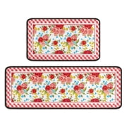 Flower Kitchen Mat Sets 2 Piece Farmhouse Anti Fatigue Waterproof Stain Resistant Floor Rug Non Slip Pioneer Flower Woma