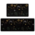 thumbnail image 1 of Flower Kitchen Rugs Set of 2, Non Skid Kitchen Mats, Black Waterproof Cushioned Anti Fatigue Kitchen Mat Washable, 17"x47"+17"x29", 1 of 6