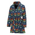 thumbnail image 1 of Flower Knitted Pattern Women Bathrobe One Size Univeral Fits, Floral Fashion Lightweight Plush Fleece Long Robe For Women, 1 of 3