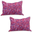 thumbnail image 1 of Flower Knitted Quilt Pillowcover Set of 2, Flowers Pattern Garden Plants Flowering Aromatic Vibrant Colors Art, Standard Queen Pillow Sham Bedroom, 30" x 20", Red Purple Lavender, by Ambesonne, 1 of 1