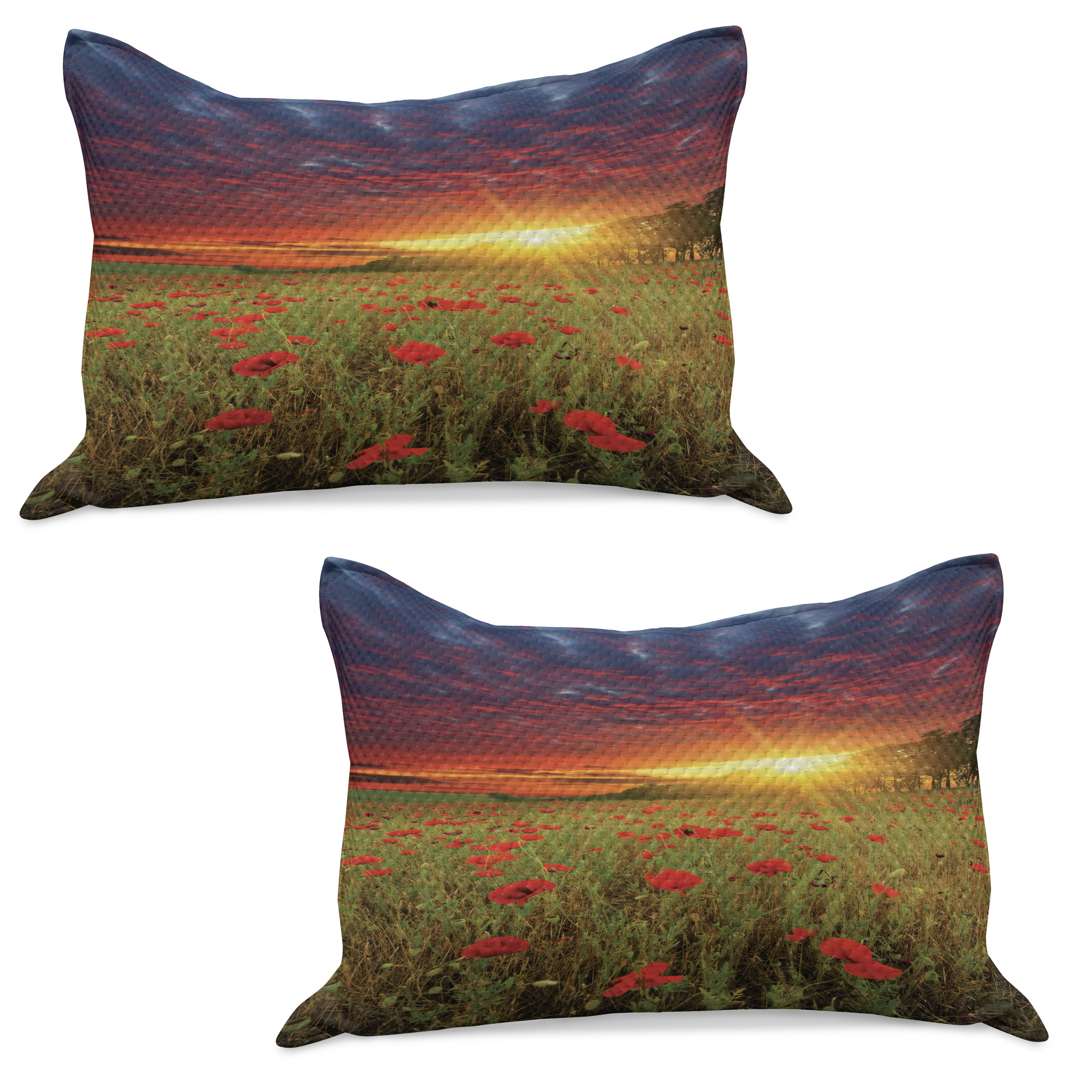 Dramatic Pillows Flower Knitted Quilt Pillowcover Set of 2, Meadow with Grass and ...