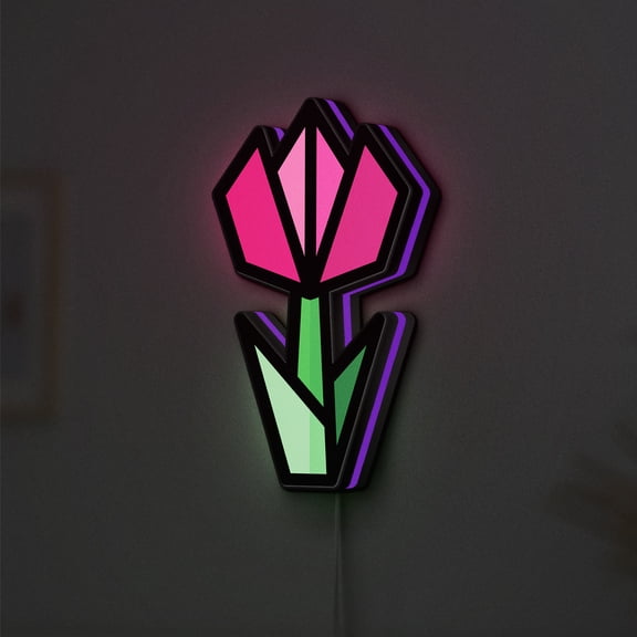 Flower LED Lightbox - Origami Paper Fold Craft Art Decor, Custom Led Sign for Home Office Shop Decor (Height 8 inch, 20cm)