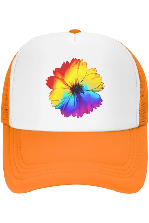 Flower LGBT Gay Pride Trucker Hat Women Mesh Baseball Cap Cowboy Hat Men Dad Hat Adjustable Hat Snapback Hat Black