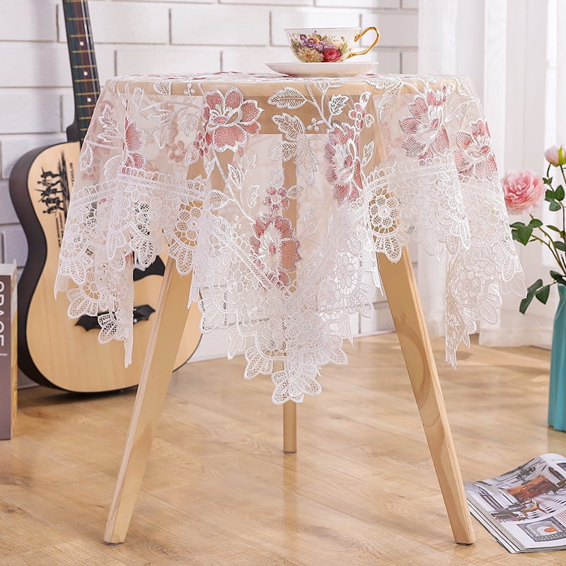 Flower Lace Tablecloth, Small Table Cloth, Embroidered Coffee Table