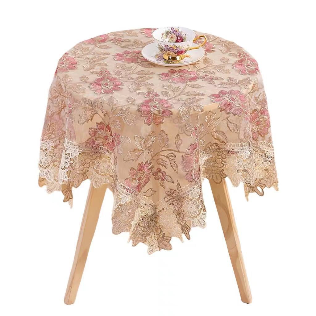Flower Lace Tablecloth, Small Table Cloth, Embroidered Coffee Table