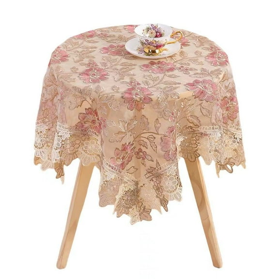 Flower Lace Tablecloth, Small Table Cloth, Embroidered Coffee Table Cover, Bedside Table Dresser Scarf Doily Home Nightstand Tabletop Decoration