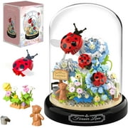 Flower Ladybug Bouquet Building Block Set, Micro Mini Botanical Building Toy for Women-596 PCS