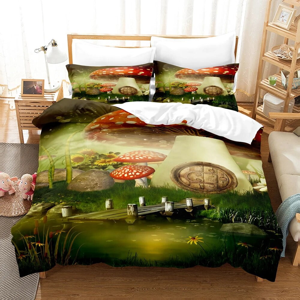 Queen Size 3D Lotus Reversible Duvet Cover Set | 3-Piece Bedding With Hidden Zipper, Microfiber