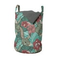 thumbnail image 1 of Flower Laundry Bag, Natural Illustration Hand Drawn Colorful Blossoms Image Striped Flowers Pattern, Hamper Basket with Handles Drawstring Closure for Laundromats, 13" x 19", Multicolor, by Ambesonne, 1 of 4