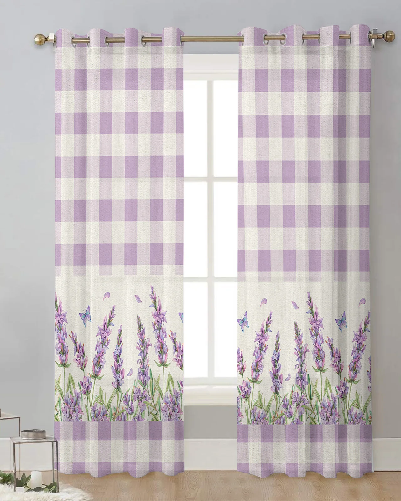 Flower Lavender Butterfly Vintage Purple Tulle Living Room ration ...
