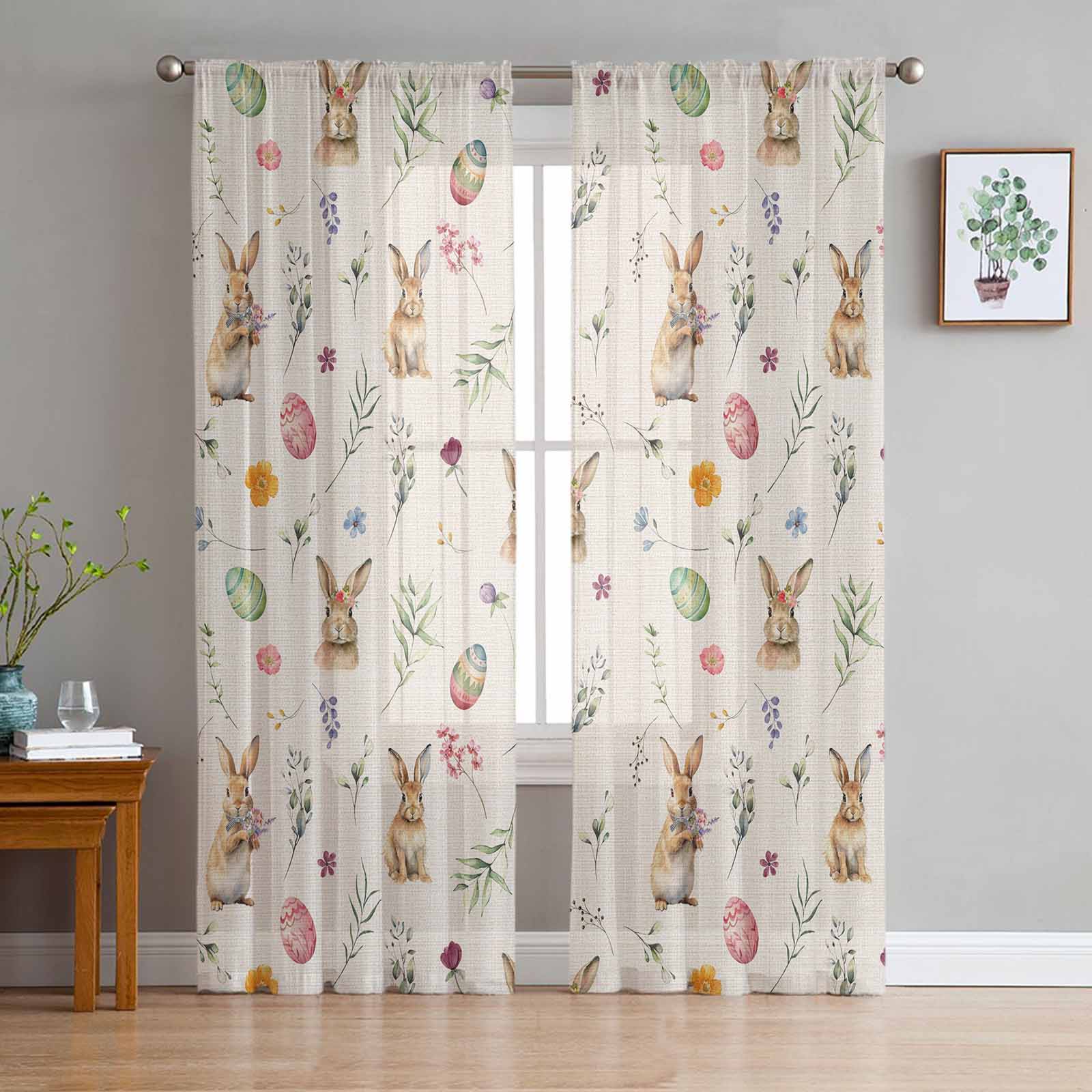 Transparent Rations Flower Leaf Butterfly Bedroom Transparent Sheer Curtains Holiday ration ...