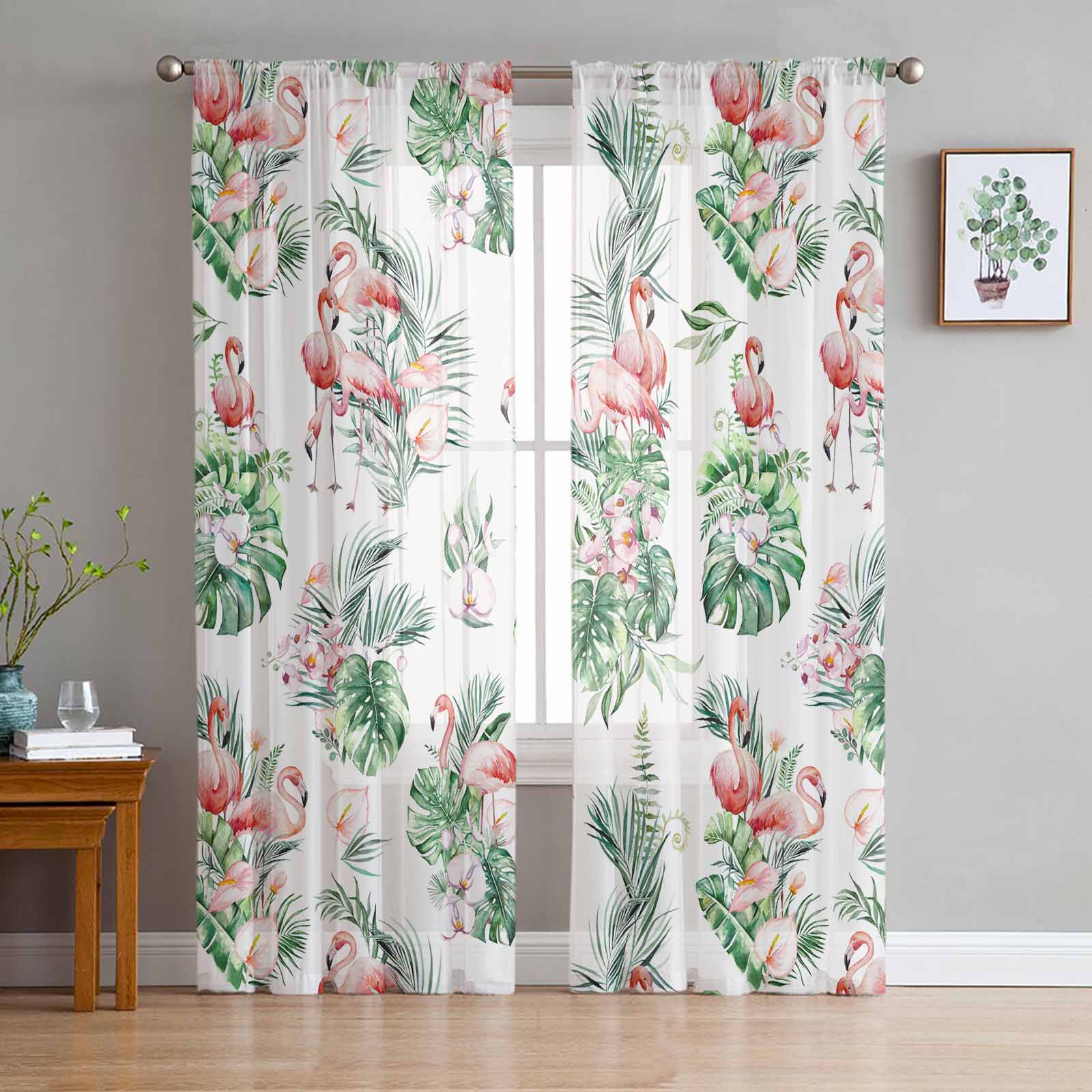 Transparent Rations Flower Leaf Butterfly Bedroom Transparent Sheer Curtains Holiday ration ...