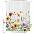 thumbnail image 1 of Flower Leaf Fabric Shower Curtain Watercolor Sunflower Washable Shower Curtains for Bathroom, Waterproof Bath Curtain with Hooks Home Decor 72x84in, 1 of 8