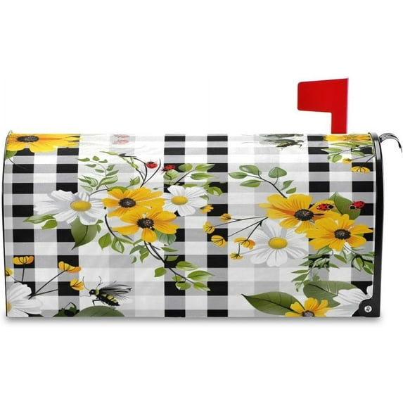 Flower Leaf Lattic Mailbox Covers Standard Size 25.5x21 Inch Oxford Cloth Post Box Magnetic Cover for Garden Yard Outdoor Decor