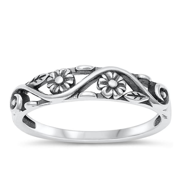 Flower Leaf Nature Rebirth Ring .925 Sterling Silver Band Jewelry Female Male Unisex Size 4
