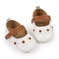 thumbnail image 1 of Flower Leather Shoes for Baby Girl, Soft Sole Non-Slip Princess Wedding Dress Shoes Toddler Crib Shoes (White&Brown), 1 of 1
