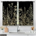 thumbnail image 1 of Flower Leaves Kitchen Curtains - Golden Floral Spring Rustic Plant Botanical Cafe Farmhouse Small Short Curtains for Bathroom RV Rod Pocket Window Drapes 24 Inch Length 2 Panels Set, 1 of 5