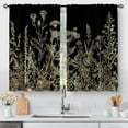 thumbnail image 1 of Flower Leaves Kitchen Curtains - Golden Floral Spring Rustic Plant Botanical Cafe Farmhouse Small Short Curtains for Bathroom RV Rod Pocket Window Drapes 36 Inch Length 2 Panels Set, 1 of 5