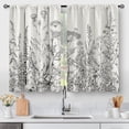 thumbnail image 1 of Flower Leaves Kitchen Curtains - Grey Floral Spring Rustic Plant Botanical Cafe Farmhouse Small Short Curtains for Bathroom Living Room Rod Pocket Window Drapes 24 Inch Length 2 Panels Set, 1 of 5
