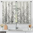 thumbnail image 1 of Flower Leaves Kitchen Curtains - Grey Floral Spring Rustic Plant Botanical Cafe Farmhouse Small Short Curtains for Bathroom Living Room Rod Pocket Window Drapes 36 Inch Length 2 Panels Set, 1 of 5