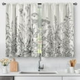 thumbnail image 1 of Flower Leaves Kitchen Curtains - Grey Floral Spring Rustic Plant Botanical Cafe Farmhouse Small Short Curtains for Bathroom Living Room Rod Pocket Window Drapes 24 Inch Length 2 Panels Set, 1 of 5