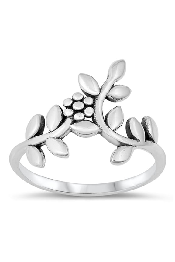 Flower Leaves Vines Nature Ring .925 Sterling Silver Band Jewelry Female Male Unisex Size 10