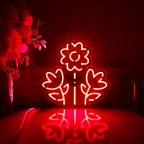 Flower Led Light Box, Dimmable Neon-Like Light Signs USB Power for Wall Decor Bedroom Decoration, RGB Light (WxH) 6"x6"