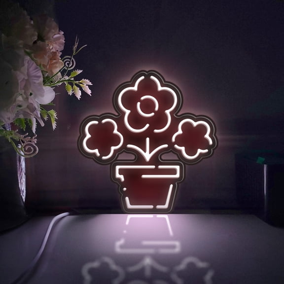Flower Led Light Box, Dimmable Neon-Like Light Signs USB Power for Wall Decor Bedroom Decoration, Static Light (WxH) 6"x6"
