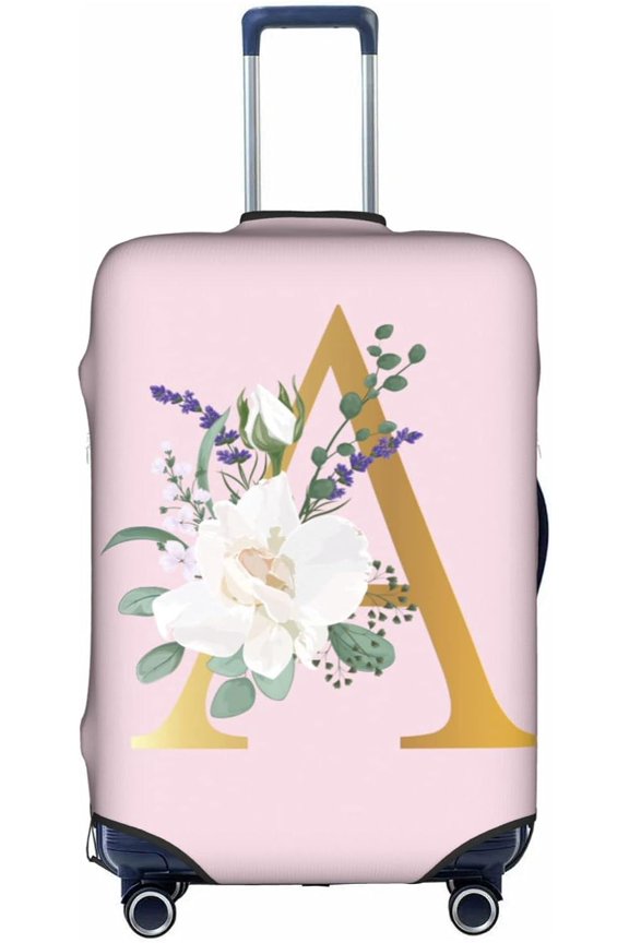 Flower Lette A Pink Luggage Cover Elastic Washable Stretch Suitcase Protector Anti-Scratch Travel Suitcase Cover for Kid and Adult L (25-28 inch suitcase)