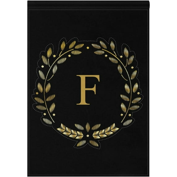 Flower Letter F Garden Flag 12 x 18 Double Sided, Family Last Name Initial House Yard Flags Welcome Outdoor Indoor Banner for Party Home Decorations
