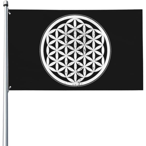 Flower Of Life Sacred Geometry Symbol Meditation Premium 3x5ft Outdoor Decorative Flag - Vibrant Colors, Windproof & Water-Resistant - Ideal For Garden And Events