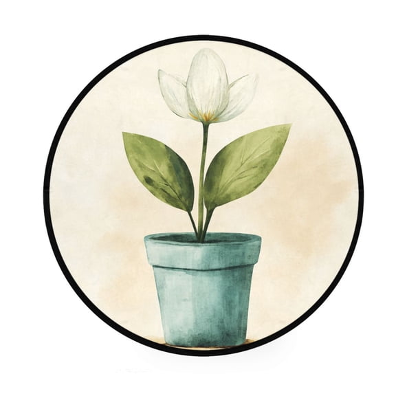 Flower Lily Memory Foam Bath Mat 36" Absorbent Rug with Non Slip Base and 4 Bonus Pads