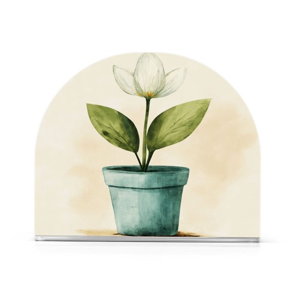 Flower Lily Thick U Shape Acrylic Napkin Holder Non Slip Space Saving for Kitchen