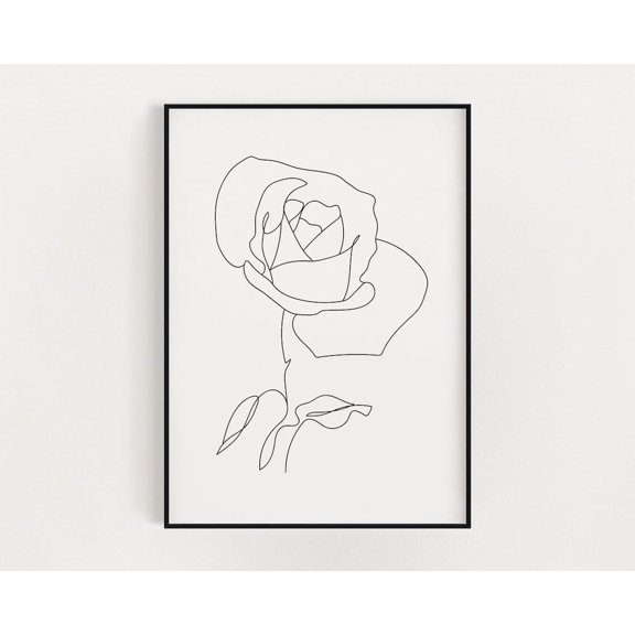 Flower Line Art Print, Rose Print, Abstract Line Art, Minimalist Flower Print, Flower Drawing, Wall Art, Home Decor, Wall Decor Home Decor #3500, Unframed Poster Size 8x12