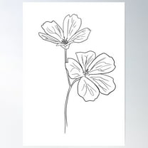 Flower Line Drawing Poster Wall Art, Modern Wall Decor For Living Room Bedroom, 8x12 UNFRAMED