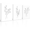 thumbnail image 1 of Flower Line Wall Art Set of 3 Botanical Canvas Wall Decor Floral Minimalist Wall Art Abstract Plant Pictures Flower Line Prints Black White Floral Artwork for Room Bedroom 16x24 Inch, 1 of 5