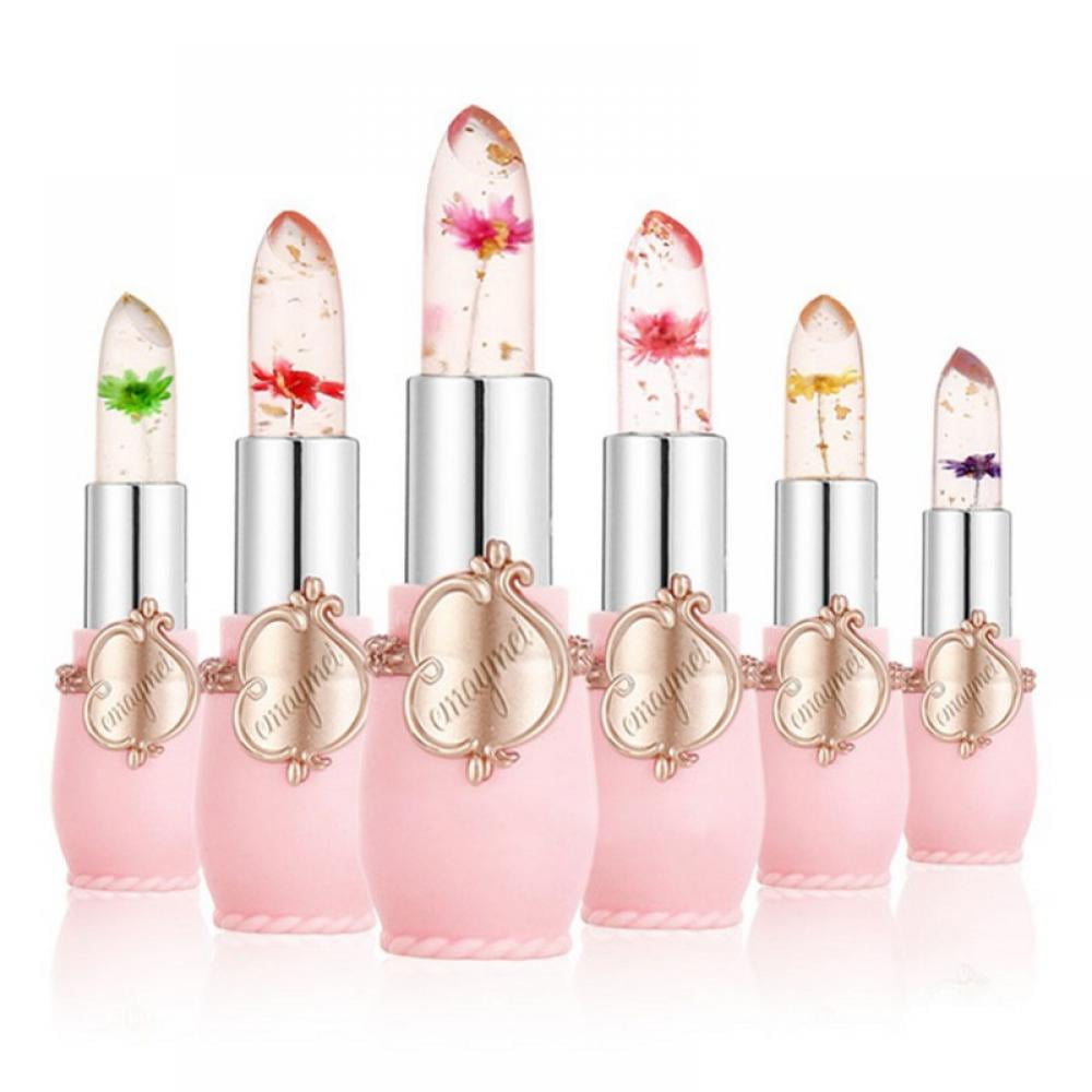 Flower Lip Gloss Clear Jelly Lipstick Set 6Pcs Magic Temperature Color Change Lip Balm Long Lasting Nutritious Lips Moisturizer Crystal Jelly