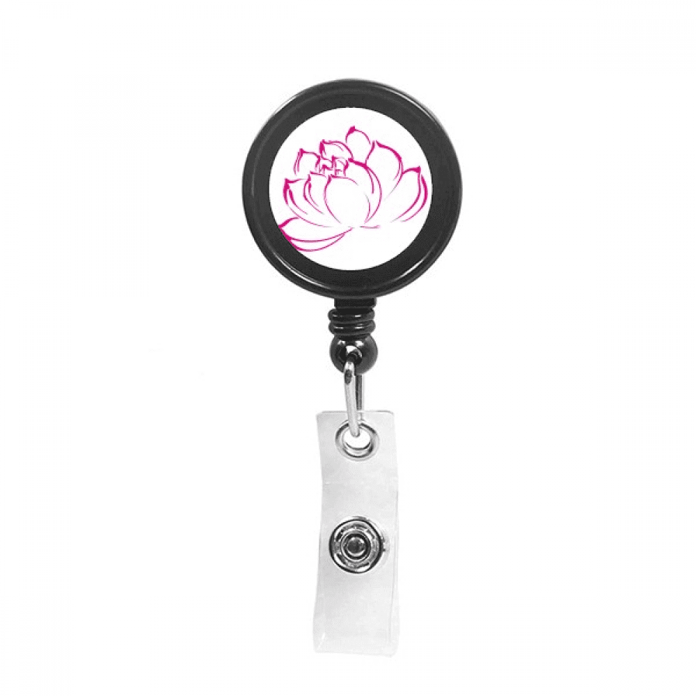 Flower  Lotus Flower Pattern Retractable Keychain Badge Holder ID Badge