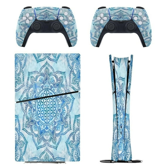 Flower Lotus Gentle Sky Blue PS5/PS5 Pro/PS5 Slim Digital Disc Skin Sticker For Console And Controller Skins