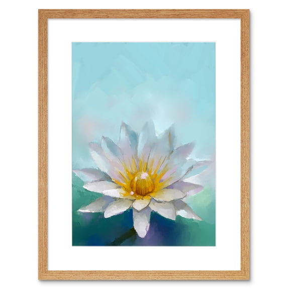 Flower Lotus Painting Art Print Framed Poster Wall Decor 9x7 inch