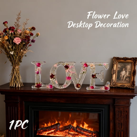 Flower Love Desktop Decoration - Multi-Color Artificial Flowers with "LOVE" Letters, Romantic Home Decor for Valentine’s Day, Elegant Desk or Shelf Decoration,Sweet Love to Any Room