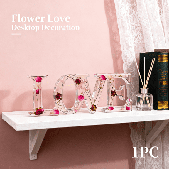 Flower Love Desktop Decoration,Stunning MultiColor Artificial Flowers with "LOVE" Letters, Romantic Gift Idea for Valentine’s Day,for Home Decor, Shelf, Desk, Bedroom, Living Room, and Office