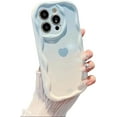 thumbnail image 1 of Flower Love Heart Wavy Gradient Color Soft Phone Case Lens Protective Cover Compatible with iPhone 12, Blue, 1 of 6