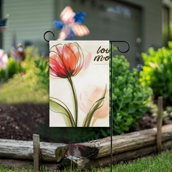 Flower Love Mom Garden Flag Double Sided Outdoor Banners for Courtyard Outdoor Lawn Farmhouse Holiday Decorations