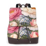 Flower Lovers Peony Women's Leather Backpack All-Over Print Bag for Work and Travel