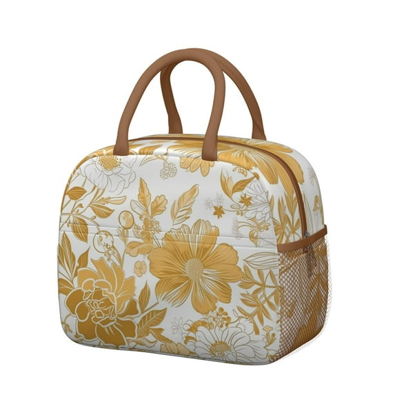 Flower Lunch Bag for Women Men Reusable Insulated Lunch Bags, Leakproof Cooler Food Lunch Tote Bag, Large Capacity Lunch Box for Work School Travel Picnic