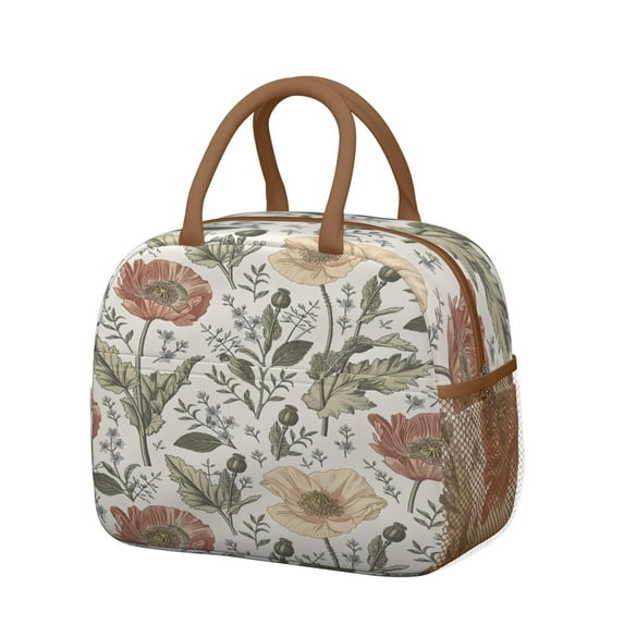 Flower Lunch Bag for Women Men Reusable Insulated Lunch Bags, Leakproof Cooler Food Lunch Tote Bag, Large Capacity Lunch Box for Work School Travel Picnic