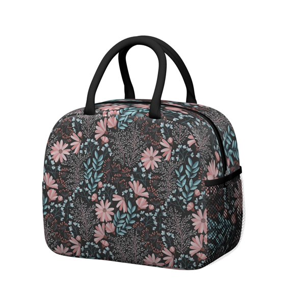 Flower Lunch Bag for Women Men Reusable Insulated Lunch Bags, Leakproof Cooler Food Lunch Tote Bag, Large Capacity Lunch Box for Work School Travel Picnic