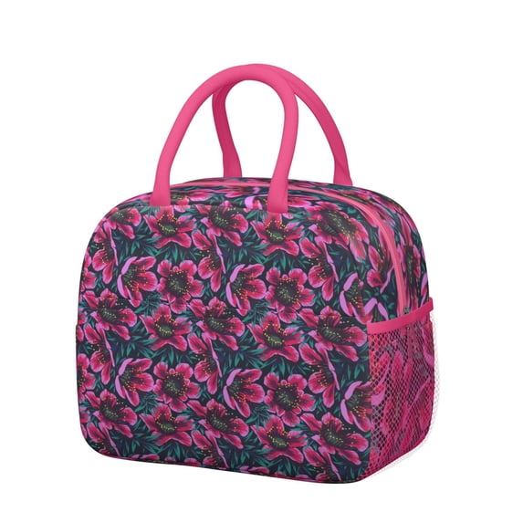 Flower Lunch Bag for Women Men Reusable Insulated Lunch Bags, Leakproof Cooler Food Lunch Tote Bag, Large Capacity Lunch Box for Work School Travel Picnic
